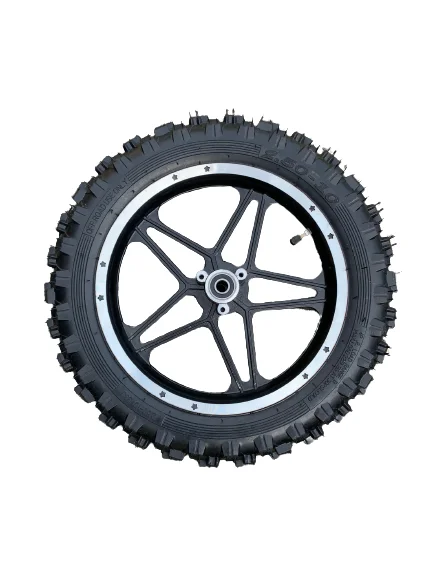 Ruota Posteriore Completa Per Mini Pit Bike E Dirt Bike: Gomma 2.5-10 Con Pignone E Disco. Diametro Asse 12 Mm, Cerchio Metallo